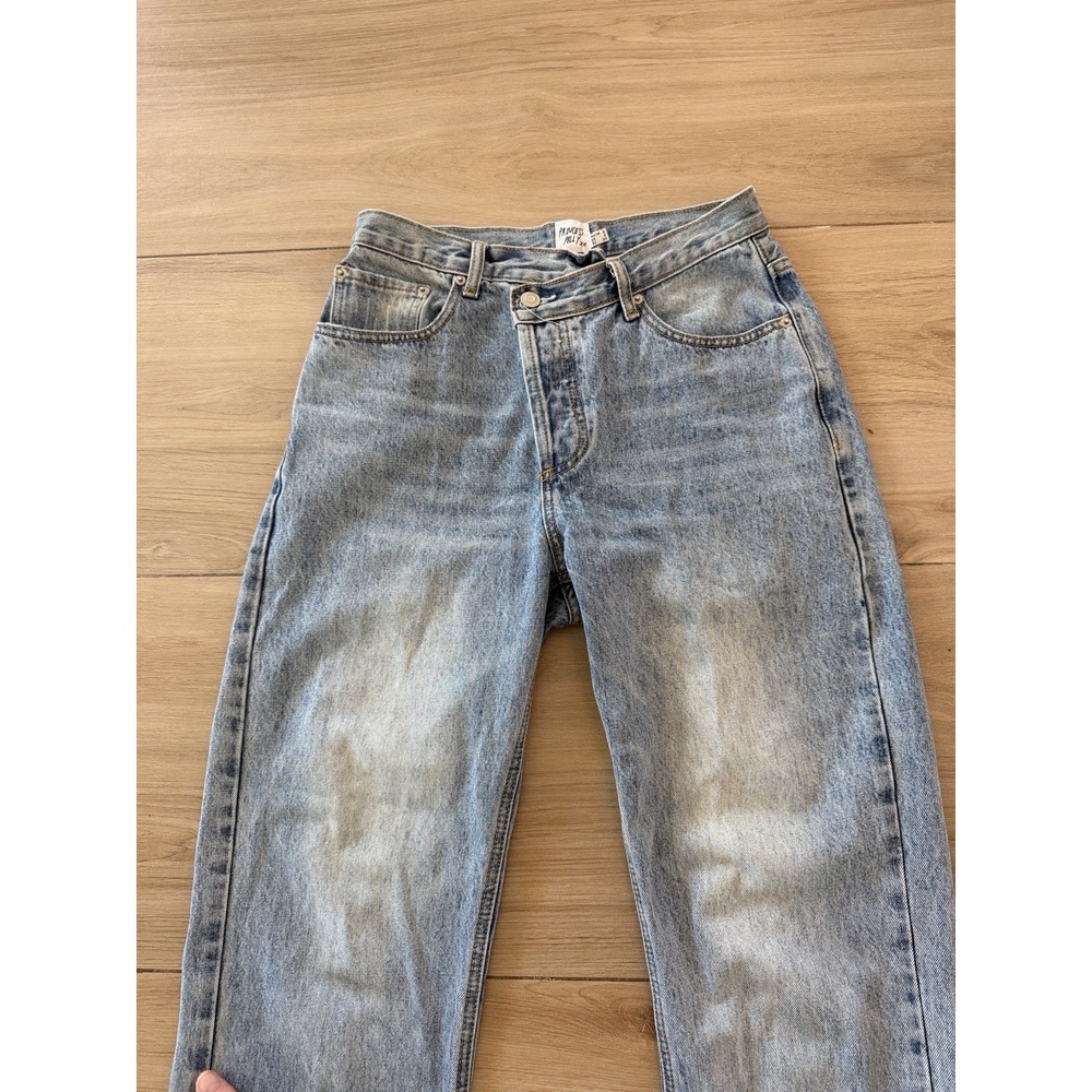 Princess Polly Crossover Waist Straight Leg Jeans Light‎ Wash Blue Womens US 2 - Picture 3 of 8